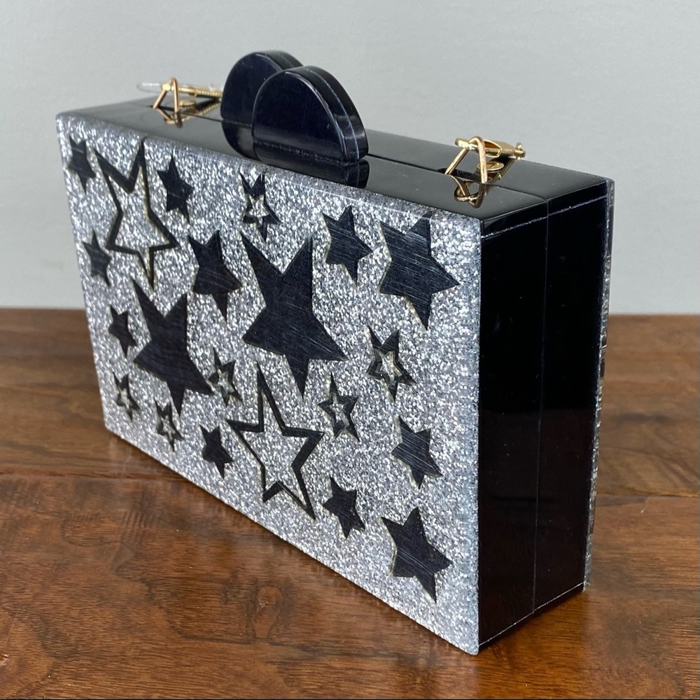 Bari Lynn Girls Stars Glittered Acrylic Box Clutch